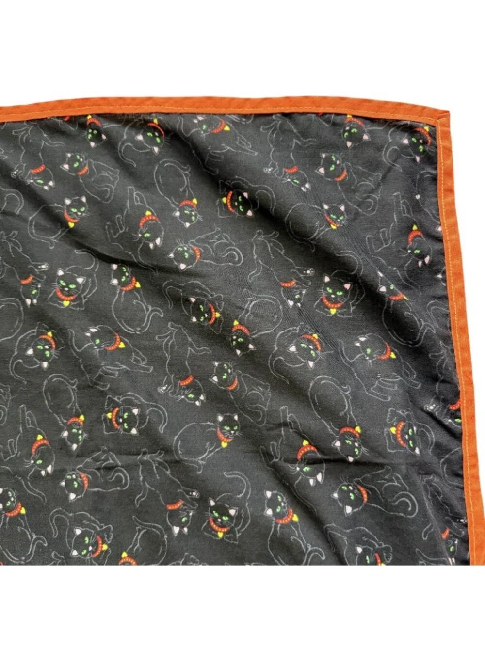 VTG Black Cat Halloween Square Card Table Tablecloth Cotton Whimsigoth Witchy